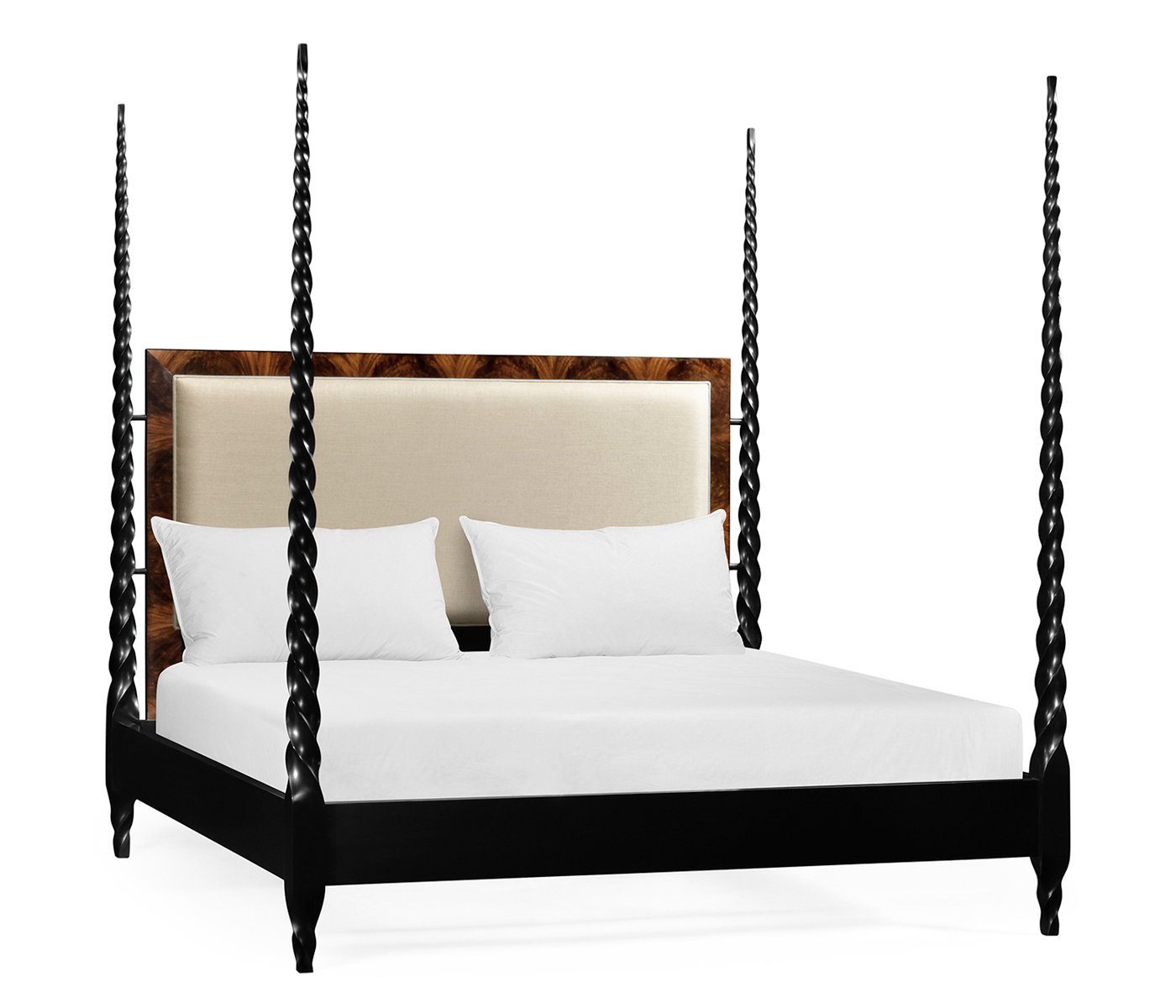 Tropical Walnut & Black Barleytwist UK Queen Bed