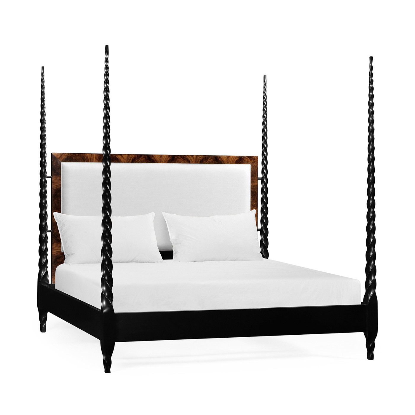 Tropical Walnut & Black Barleytwist UK Queen Bed