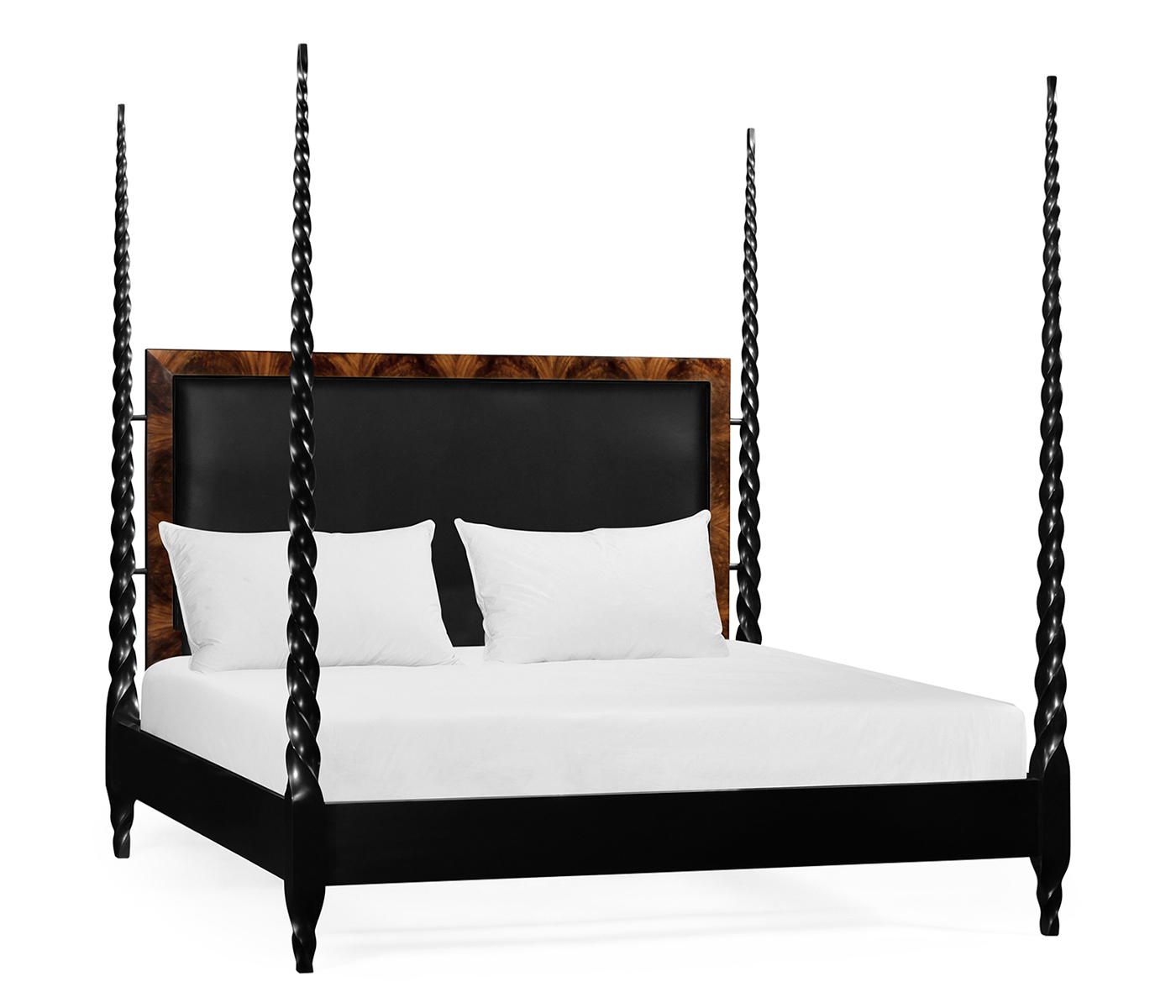 Tropical Walnut & Black Barleytwist UK Queen Bed