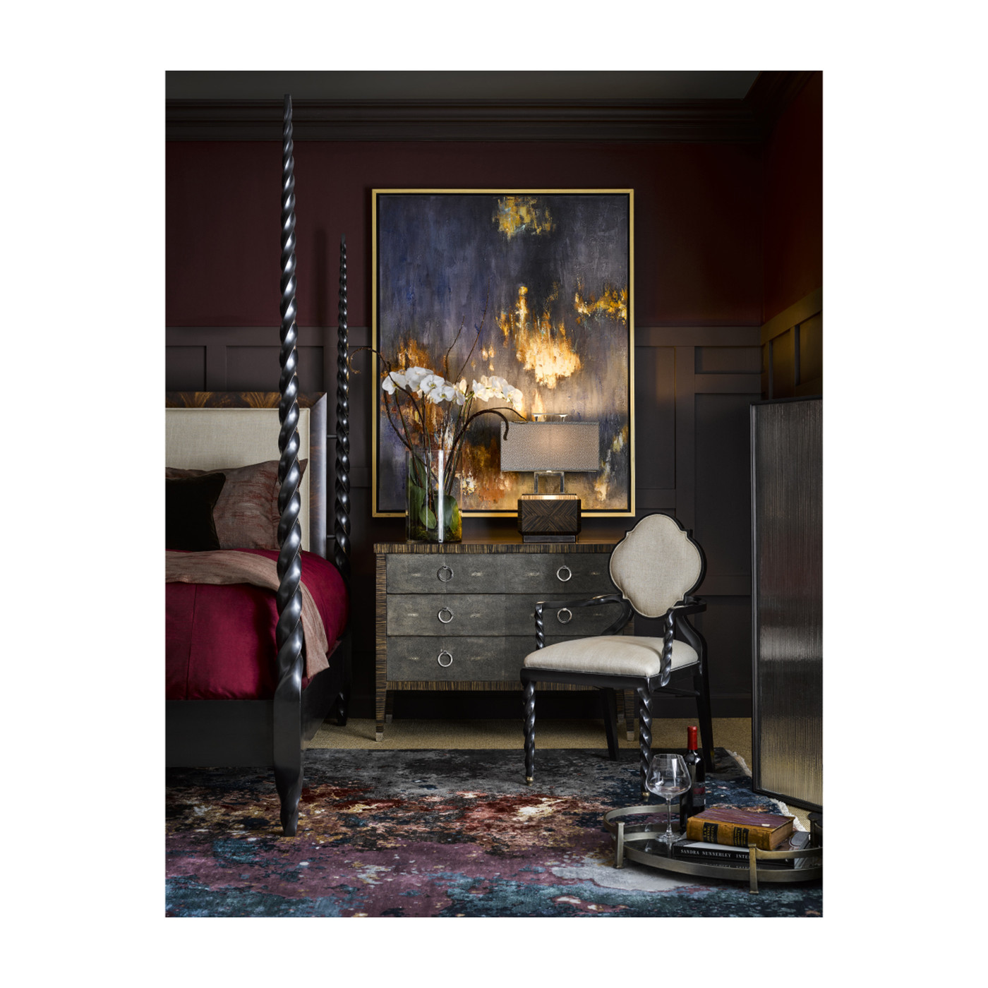 Tropical Walnut & Black Barleytwist US King Bed