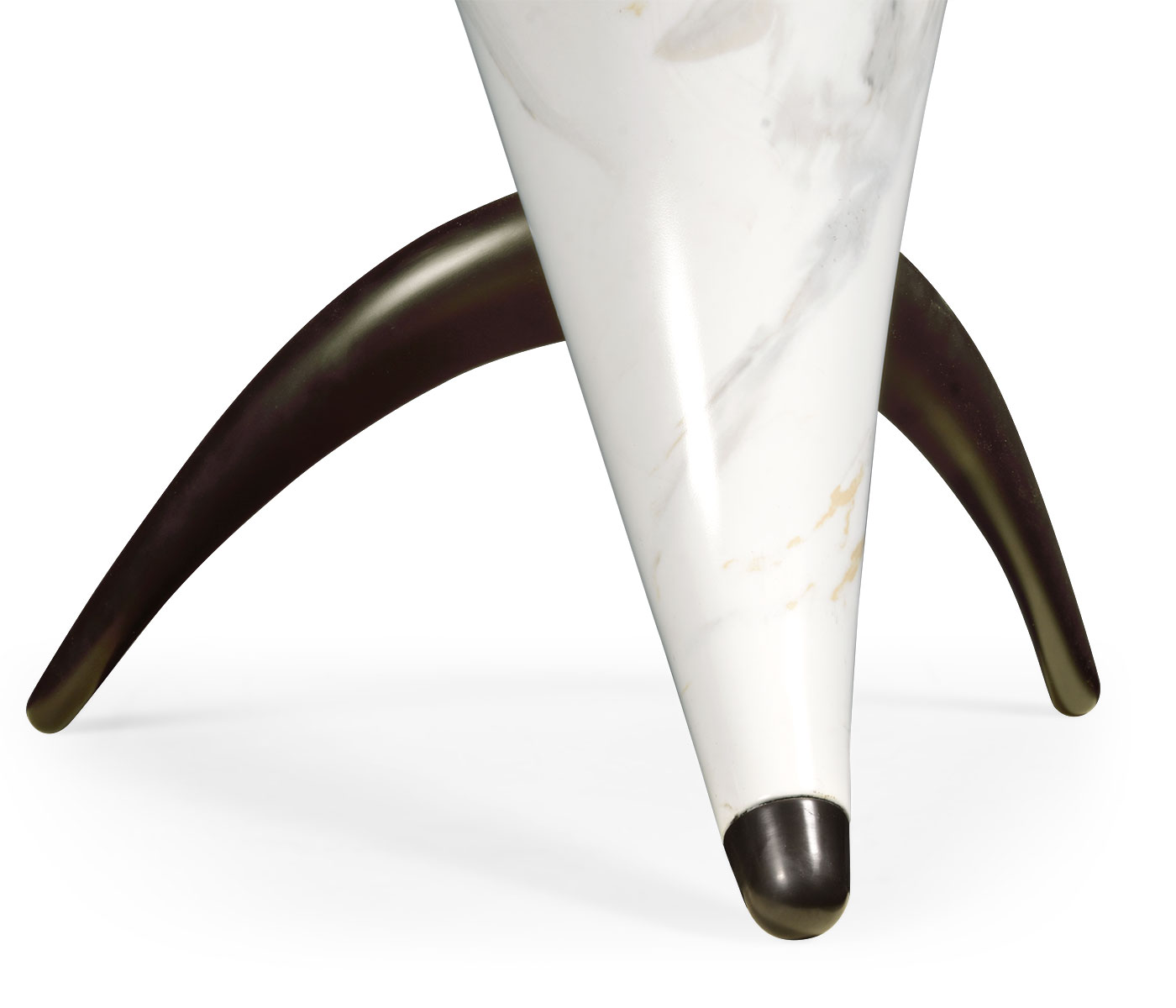 Horn Shaped Faux White & Grey Marble End Table