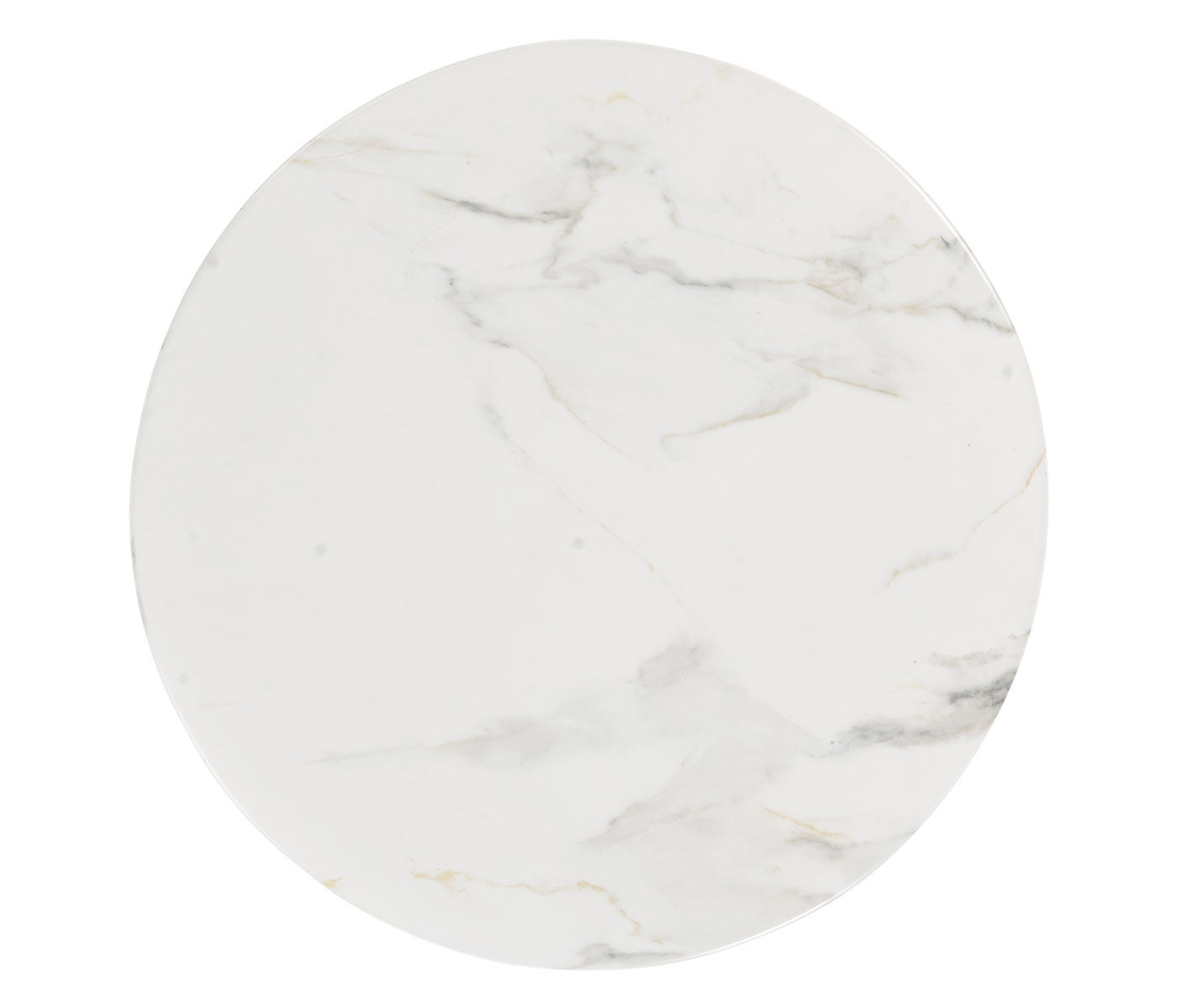 Round to L-Shape Faux White & Grey Marble End Table