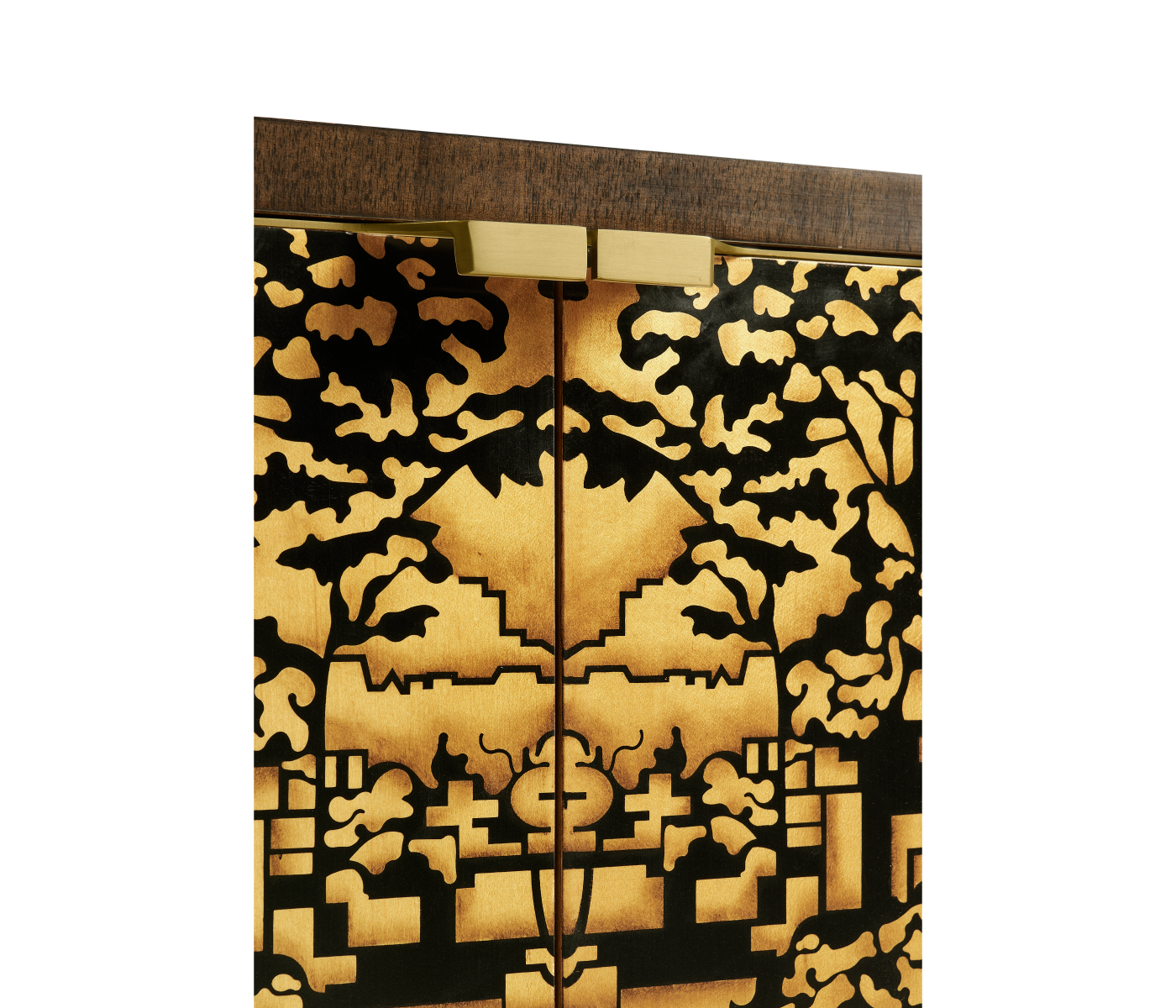 Dark Gold Walnut & Hand Painted TV Cabinet