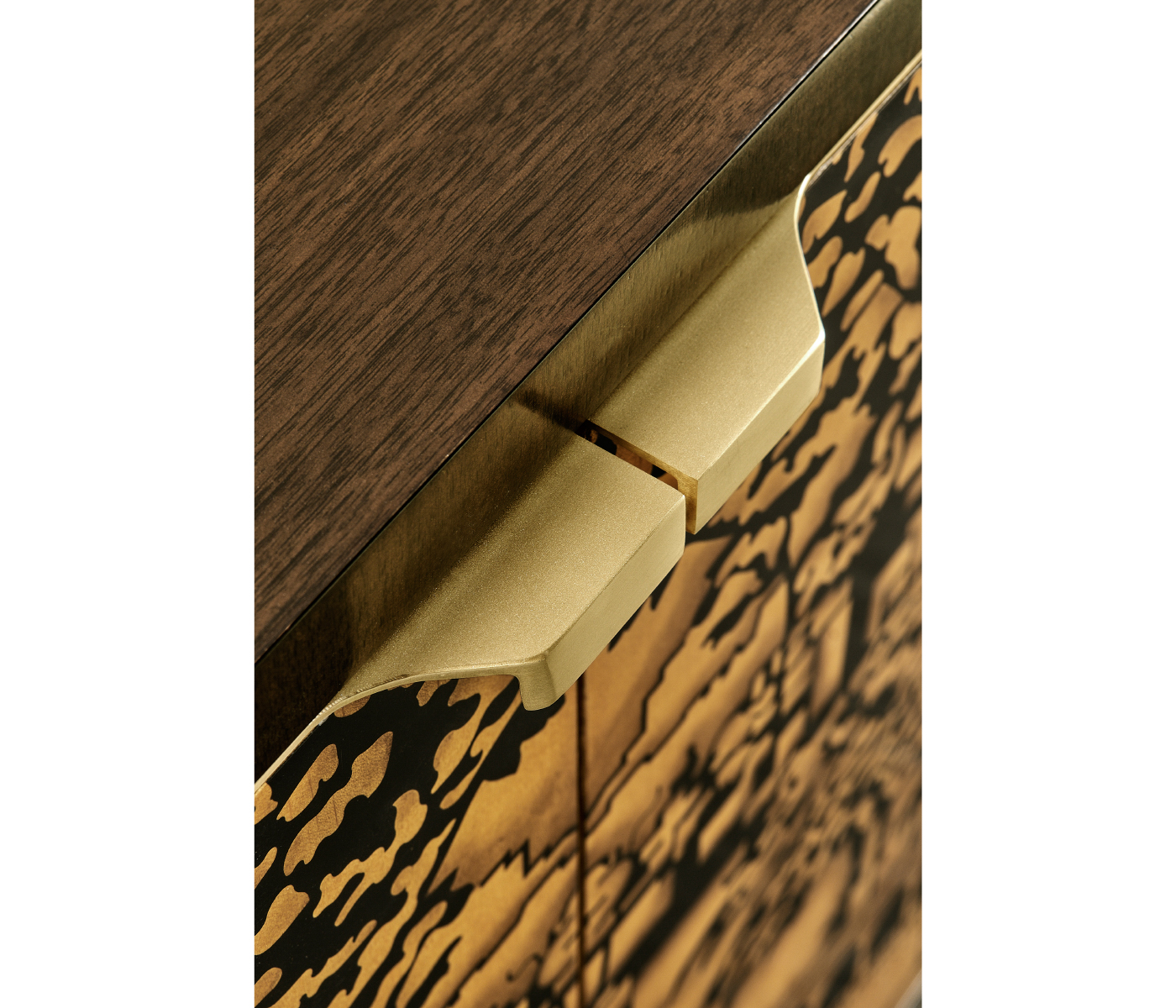 Dark Gold Walnut & Hand Painted TV Cabinet