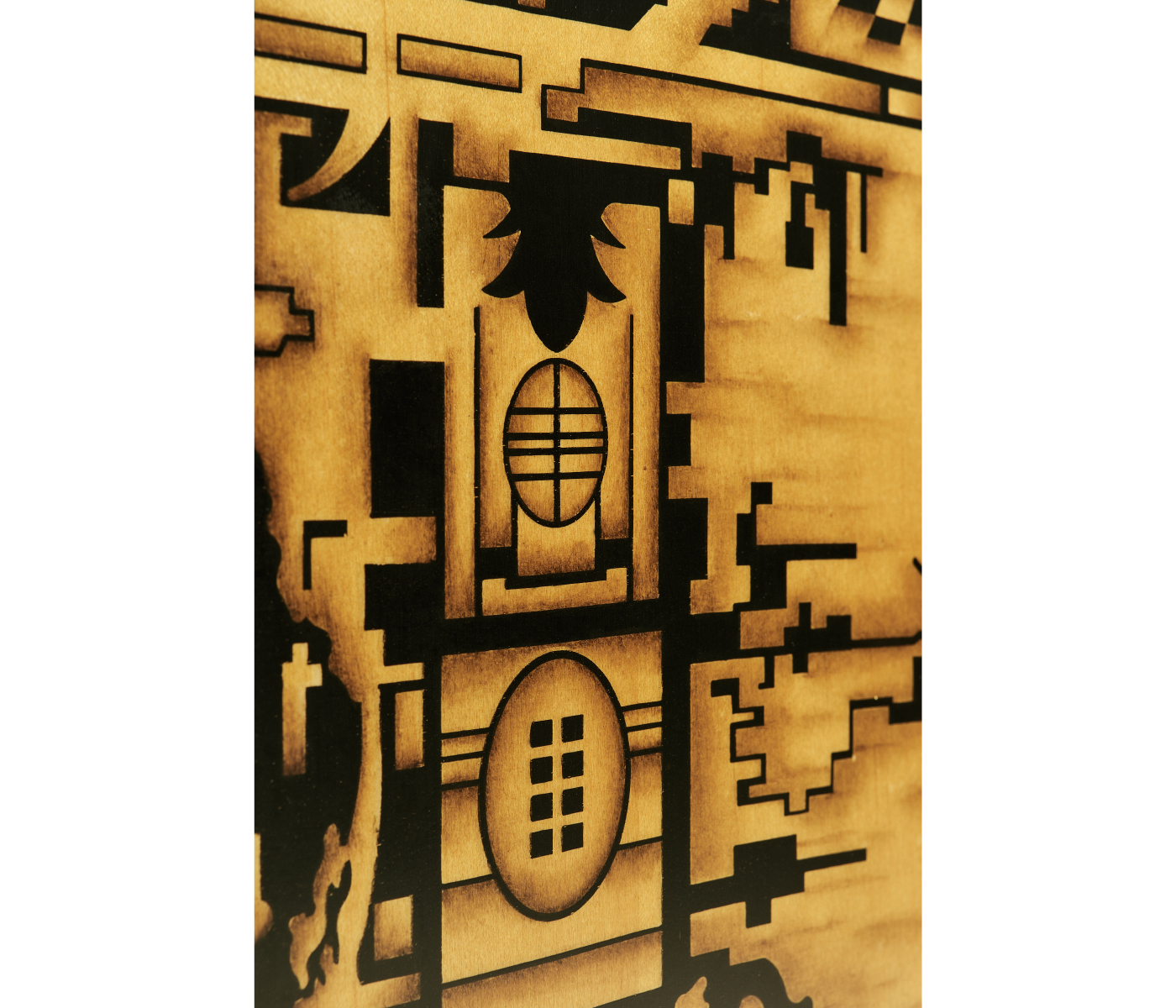 Dark Gold Walnut & Hand Painted TV Cabinet