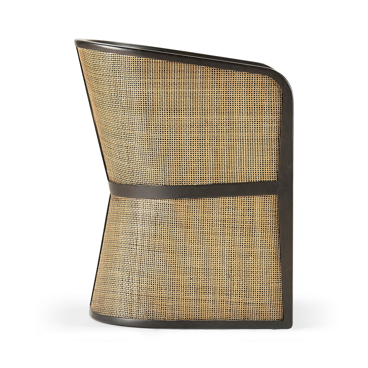 Dark Brown Ash & Woven Rattan Tub Chair