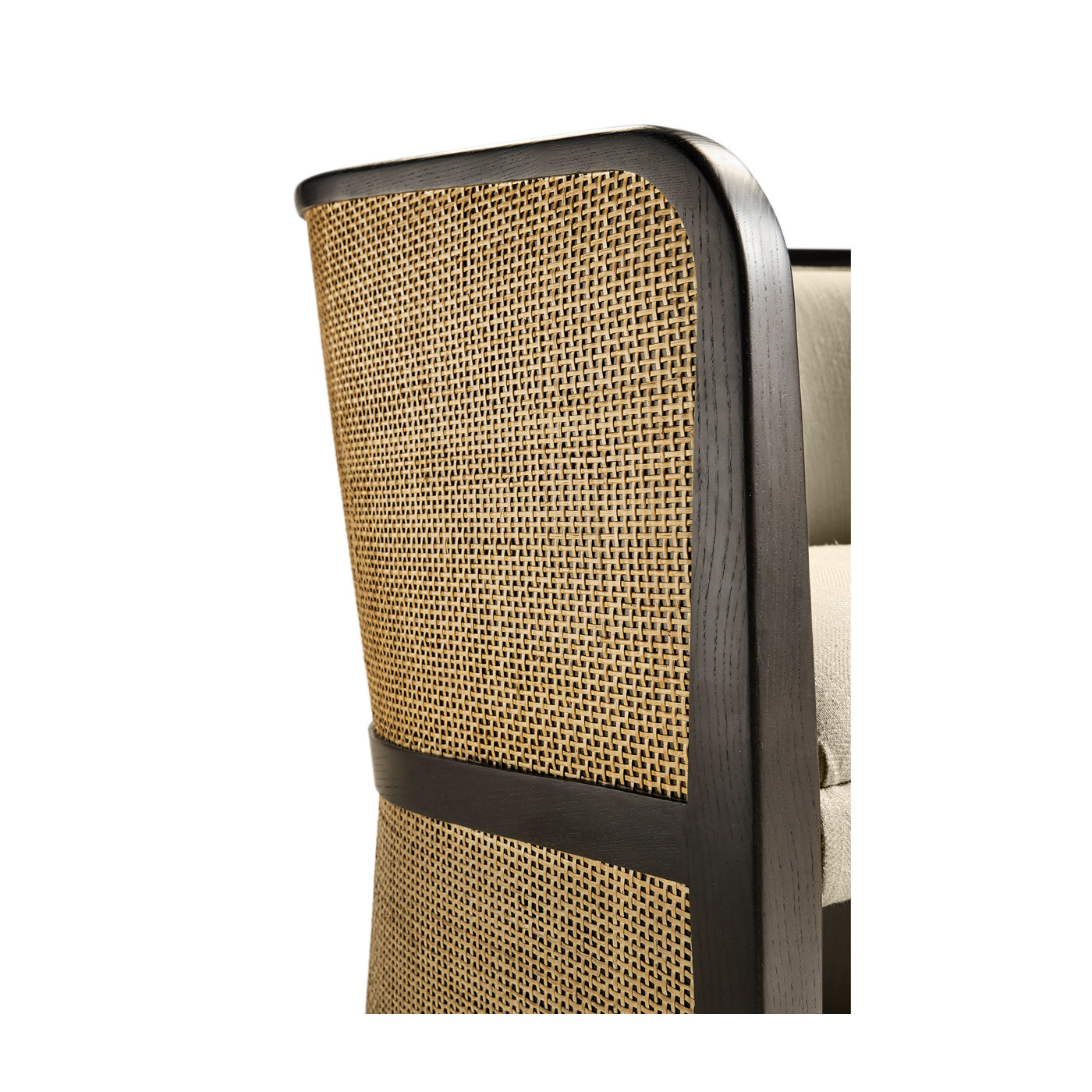 Dark Brown Ash & Woven Rattan Tub Chair