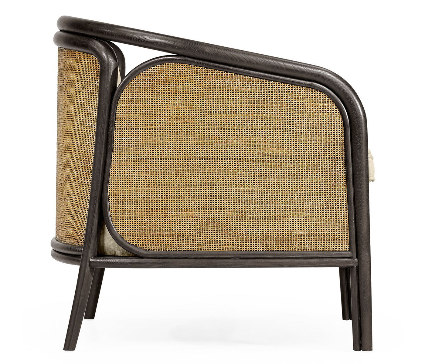 Dark Brown Ash & Woven Rattan Occasional Chair