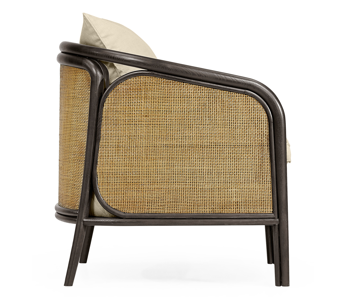 Dark Brown Ash & Woven Rattan Occasional Chair