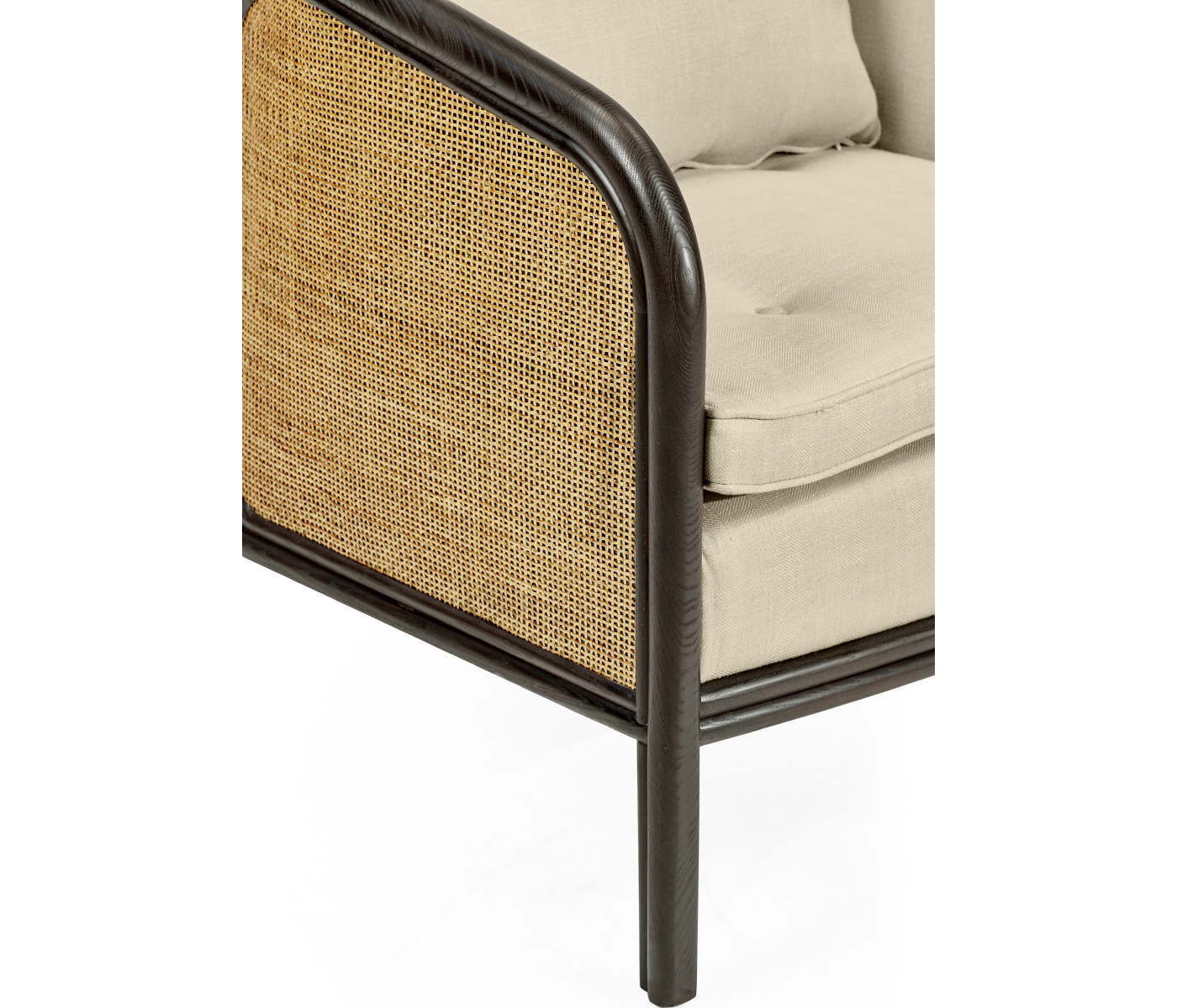 Dark Brown Ash & Woven Rattan Occasional Chair