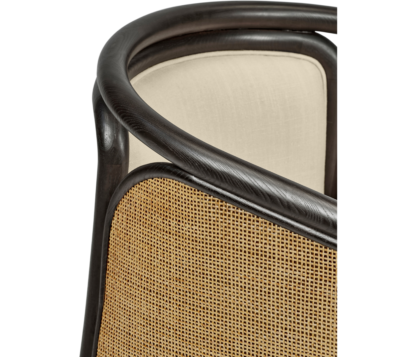Dark Brown Ash & Woven Rattan Occasional Chair
