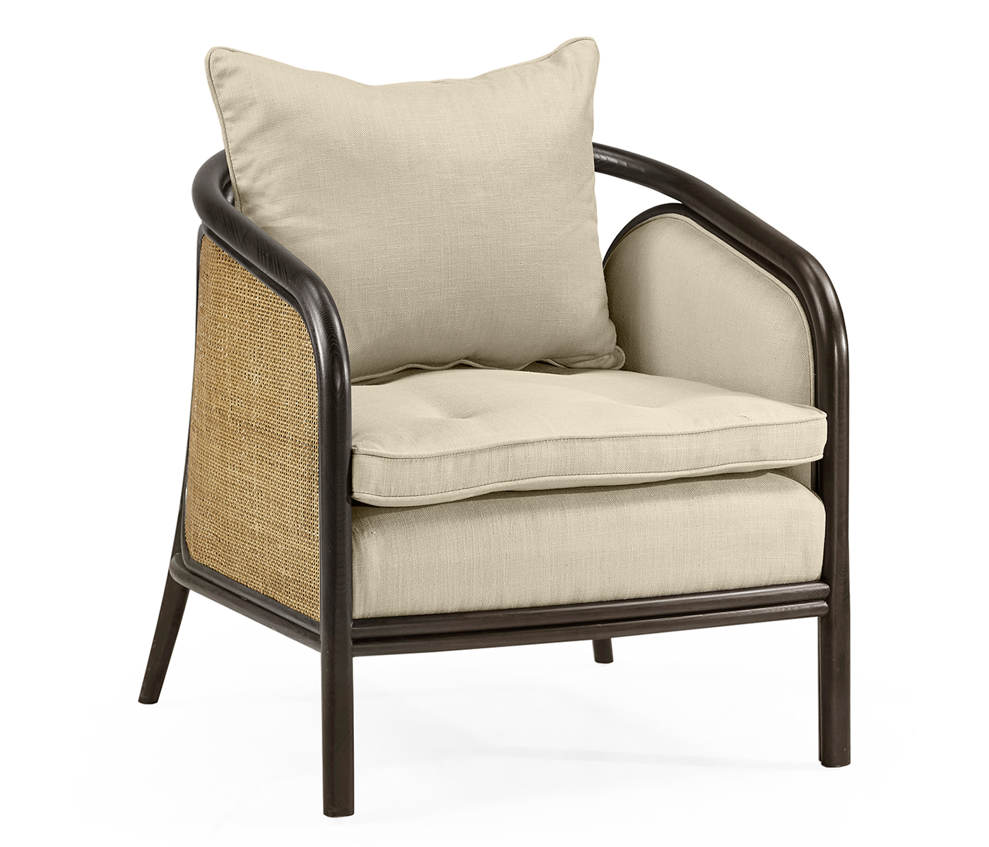 Dark Brown Ash & Woven Rattan Occasional Chair