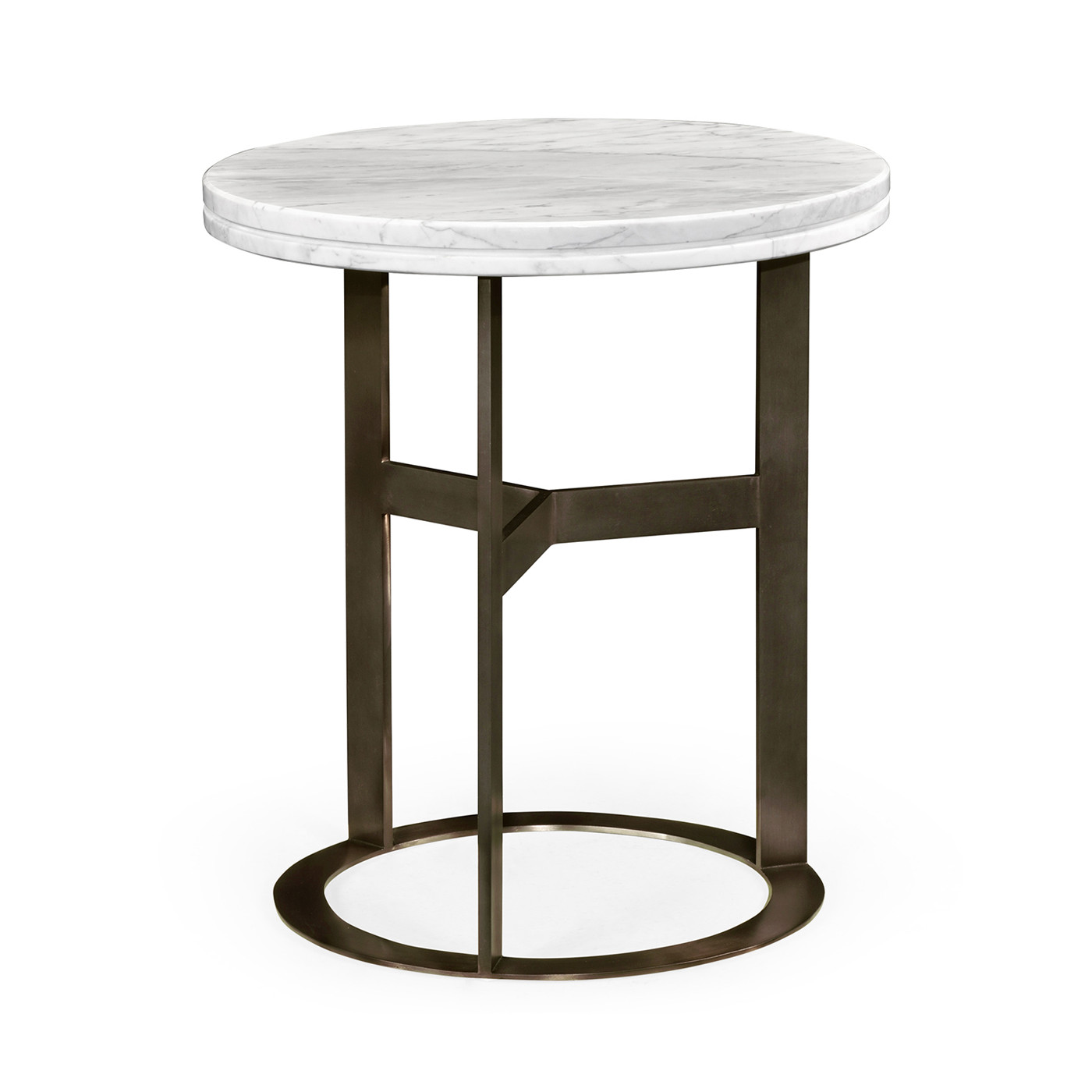 Round Stainless Steel & Faux Calacatta Oro Marble Side Table