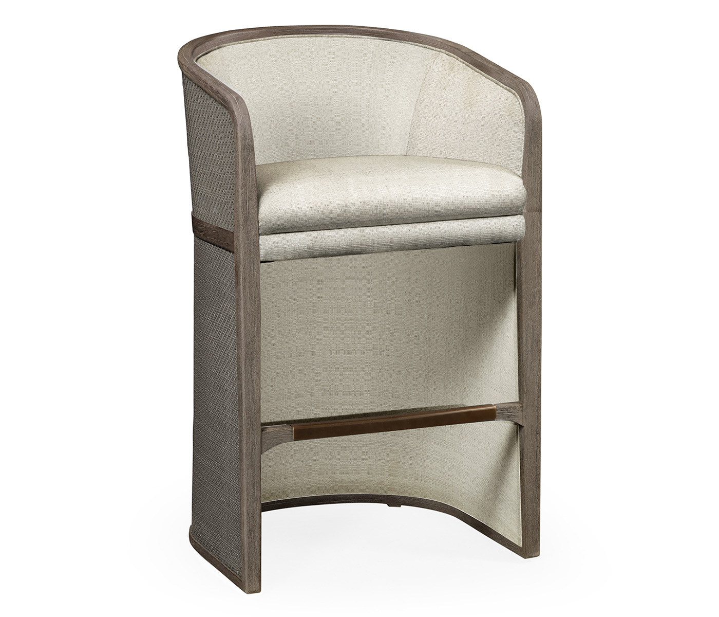 Grey & Dark Grey Rattan Tub Bar Stool