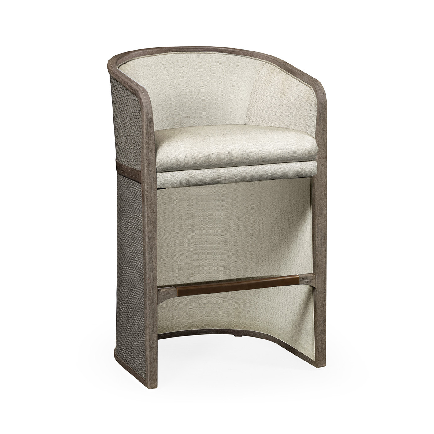 Grey & Dark Grey Rattan Tub Bar Stool