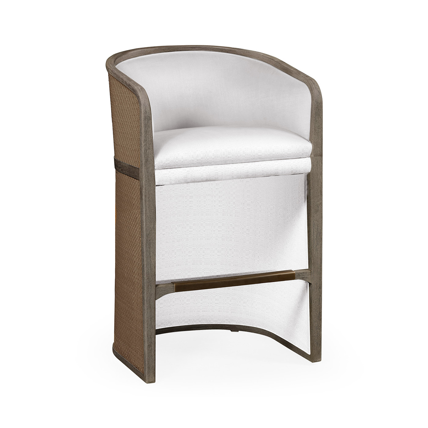 Grey & Tan Rattan Tub Bar Stool