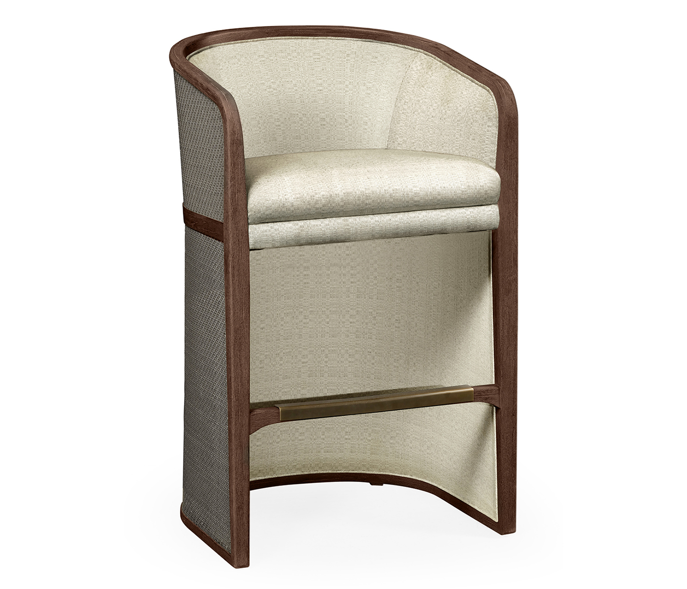 Walnut & Dark Grey Rattan Tub Bar Stool