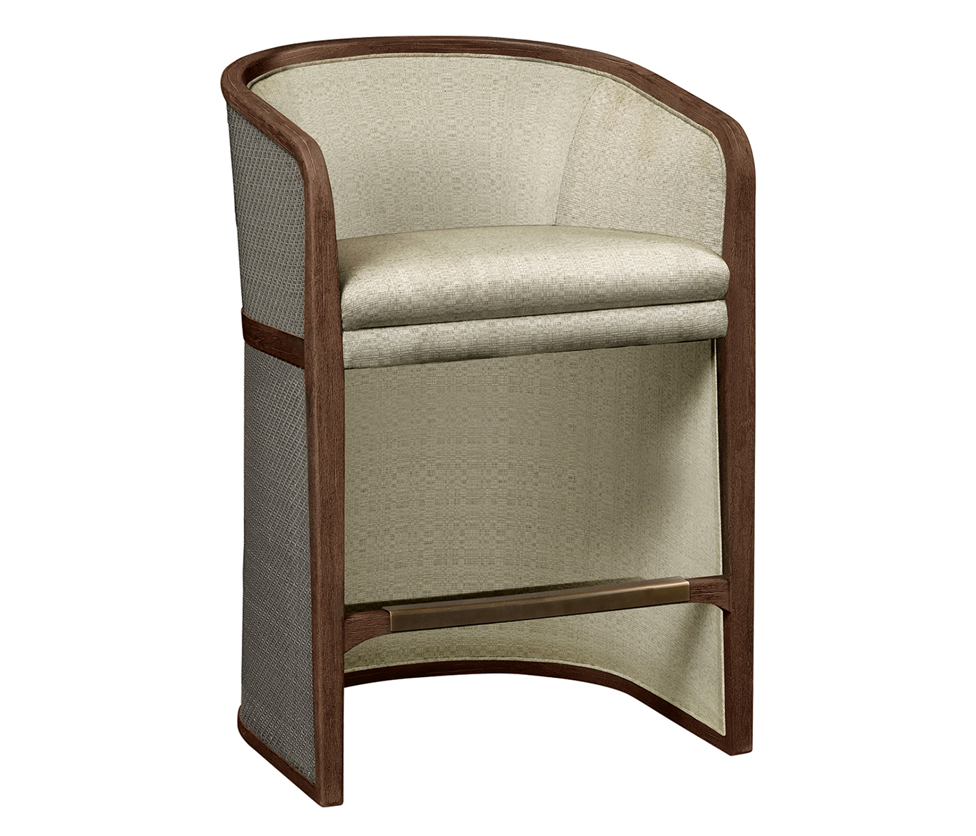 Walnut & Dark Grey Rattan Tub Counter Stool