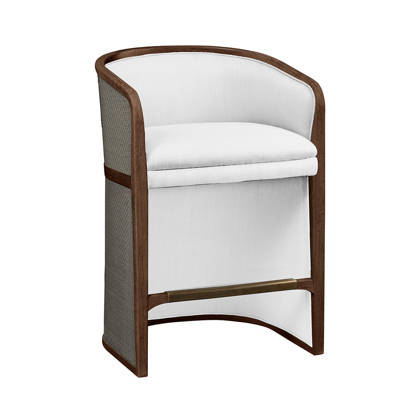 Walnut & Dark Grey Rattan Tub Counter Stool