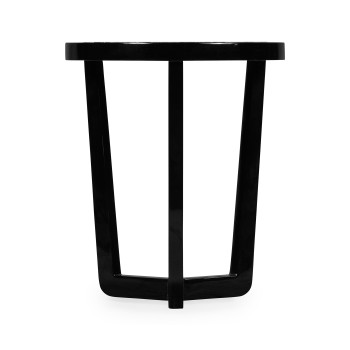 Small Black Gloss Side Table with Marble Top