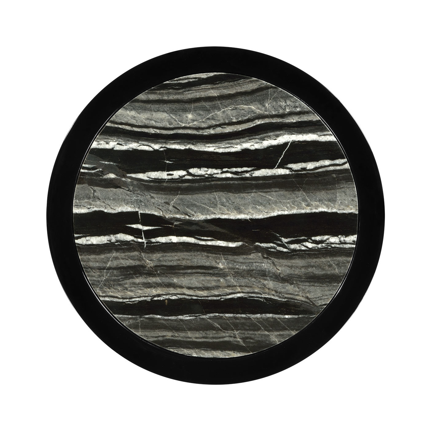 Small Black Gloss Side Table with Marble Top