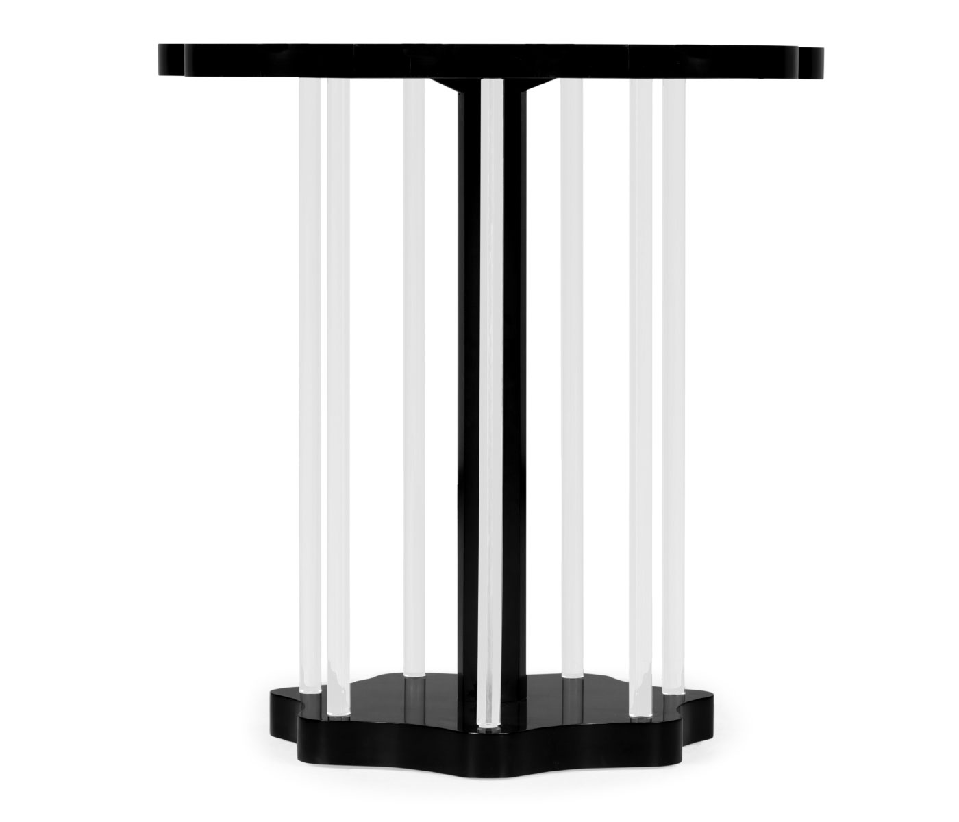 Op Art Floral Bright Satinwood & Acrylic Lamp Table
