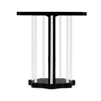 Op Art Floral Bright Satinwood & Acrylic Lamp Table