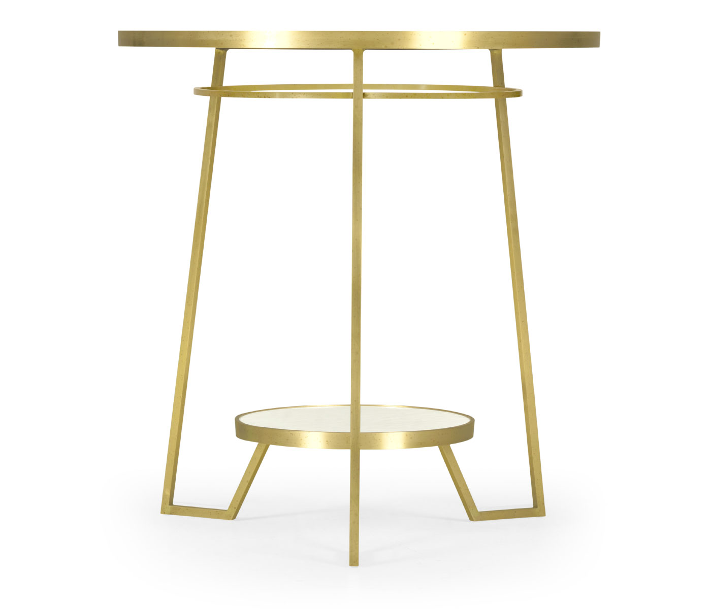 Round Ivory Crackle Ceramic Laquered Lamp Table