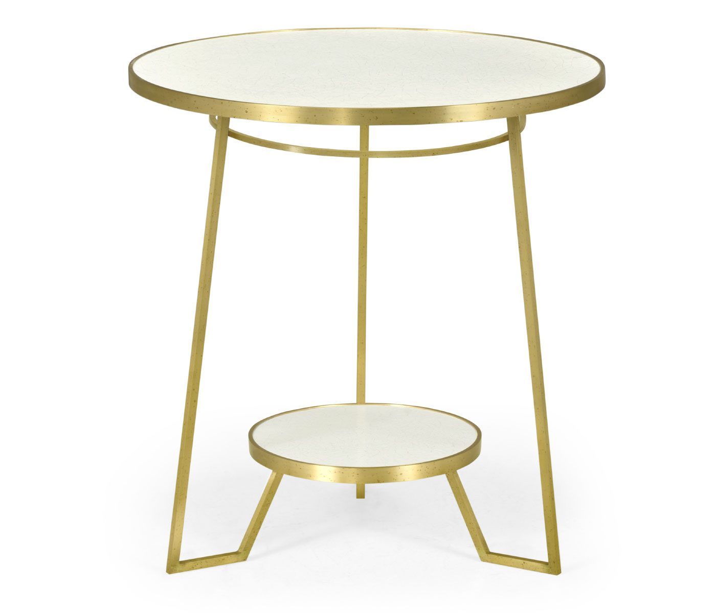 Round Ivory Crackle Ceramic Laquered Lamp Table