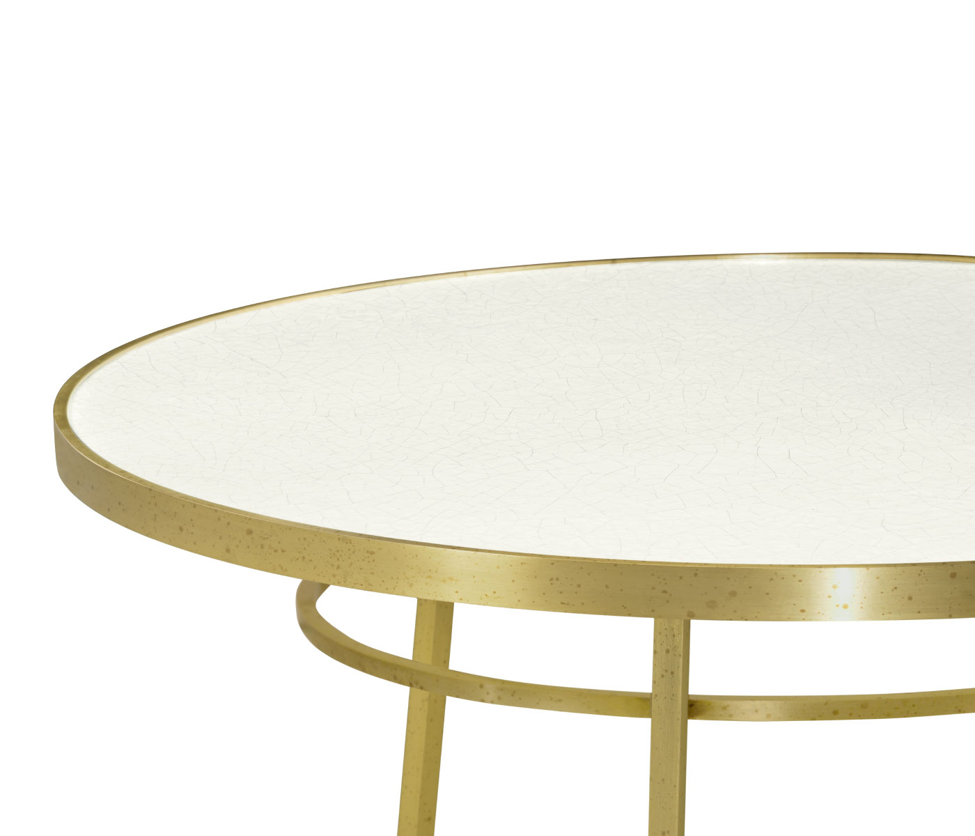 Round Ivory Crackle Ceramic Laquered Lamp Table