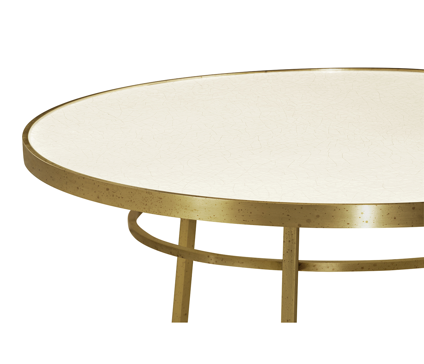 Round Ivory Crackle Ceramic Laquered Lamp Table