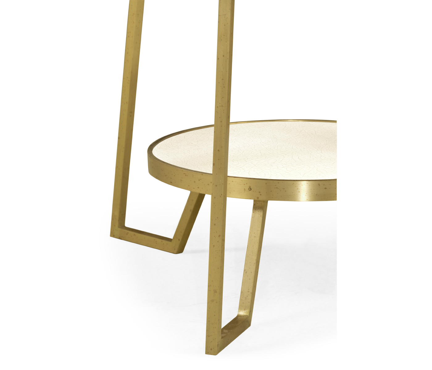 Round Ivory Crackle Ceramic Laquered Lamp Table