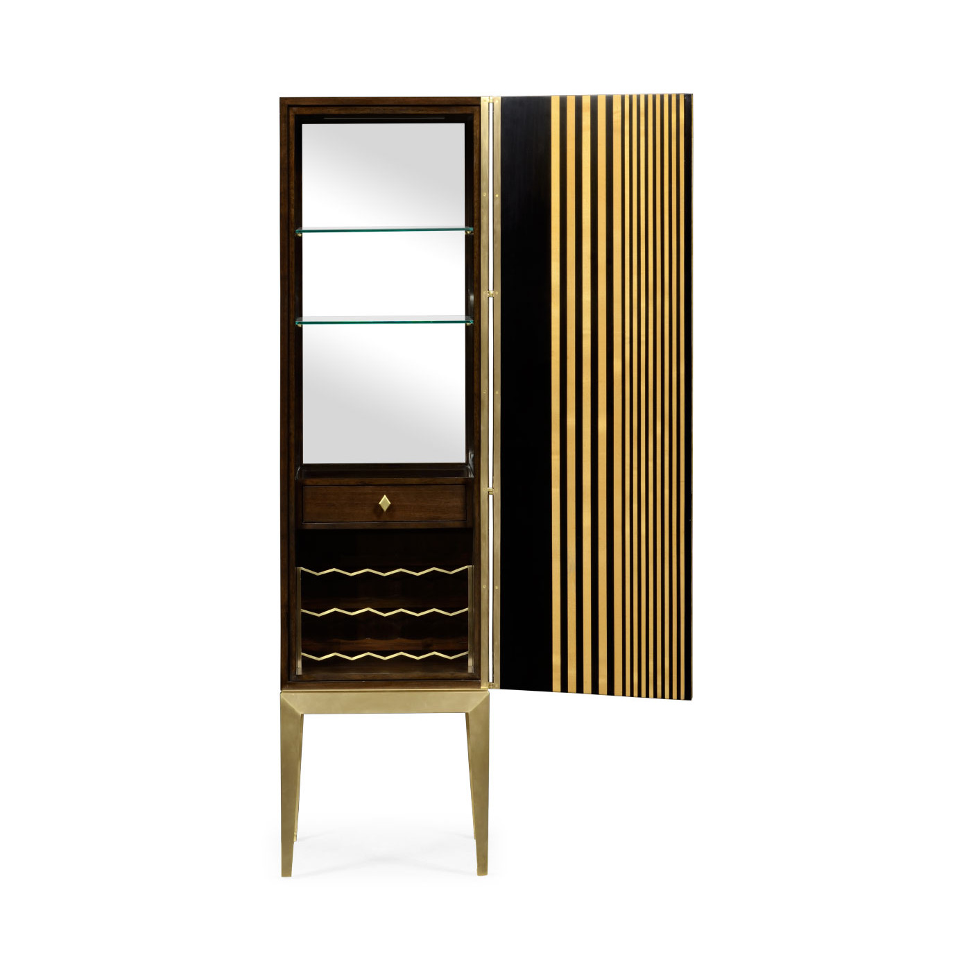 Op Art Diamond Bright Satinwood Right Drinks Cabinet