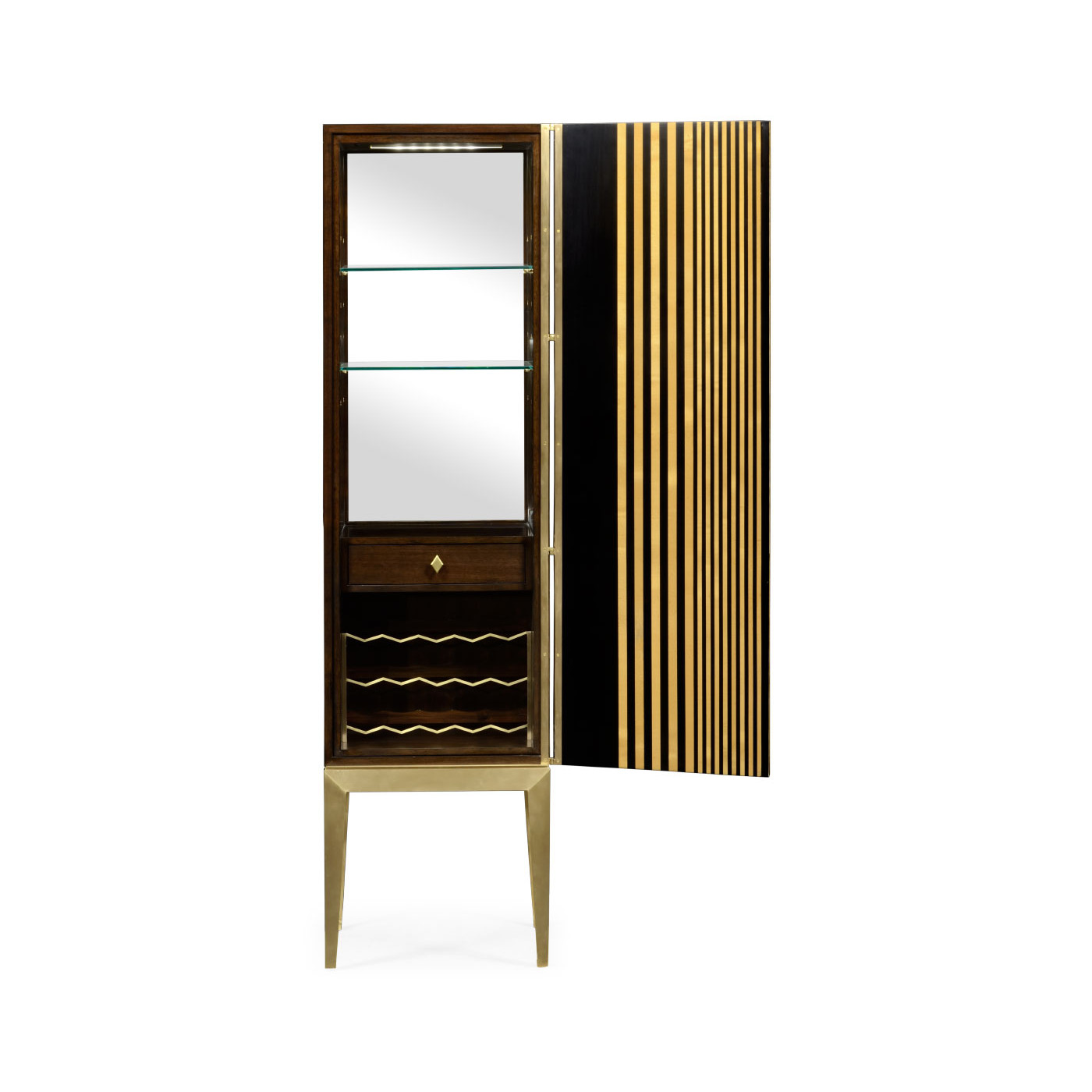 Op Art Diamond Bright Satinwood Right Drinks Cabinet