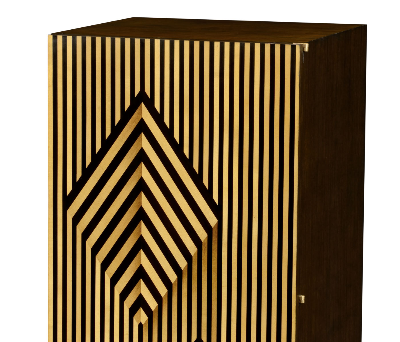 Op Art Diamond Bright Satinwood Right Drinks Cabinet