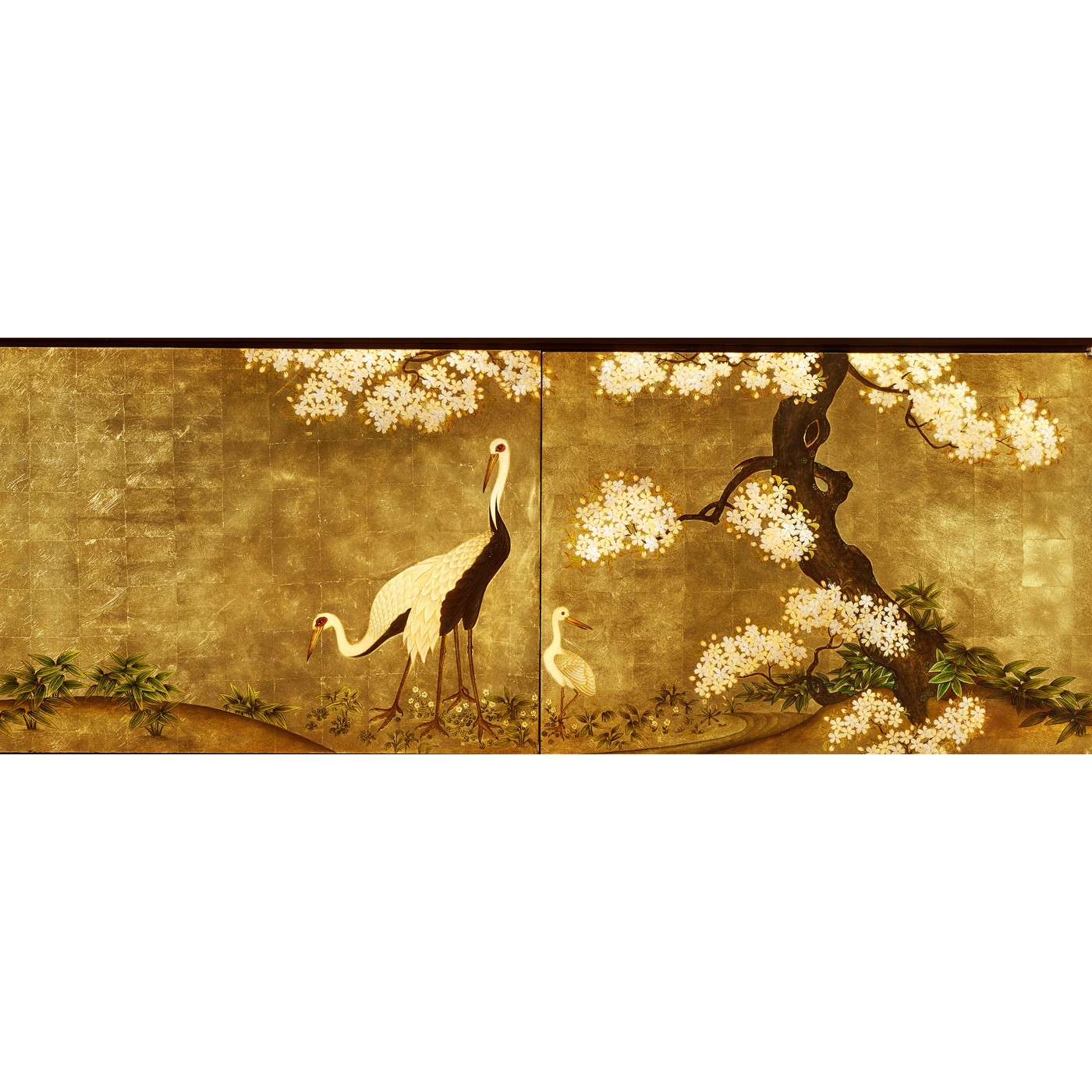 Modern Asian Smoky Black & Gold Entertainment Cabinet