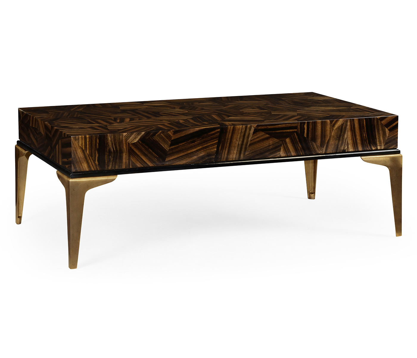 Natural Macassar Ebony & Brass Coffee Table
