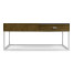 Square Autumn Walnut Coffee Table with Two Glass Top Drawers