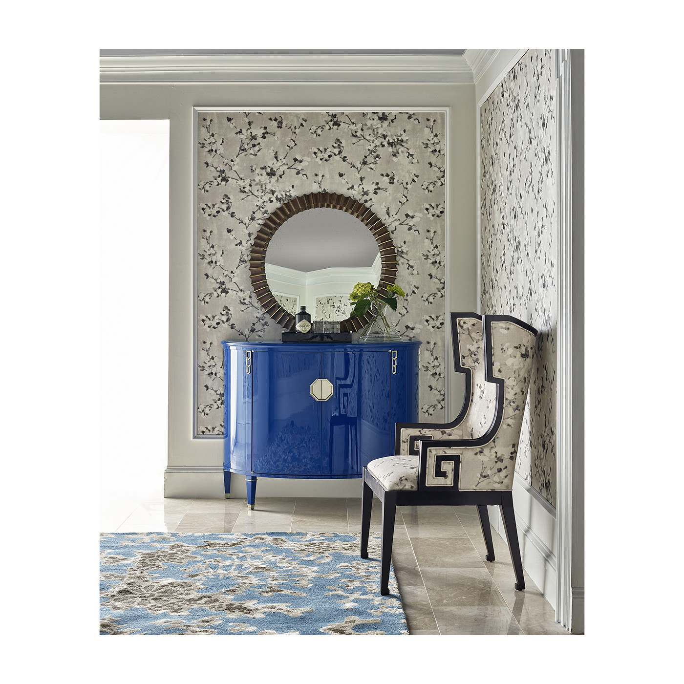 Demilune Royal Blue Storage Cabinet