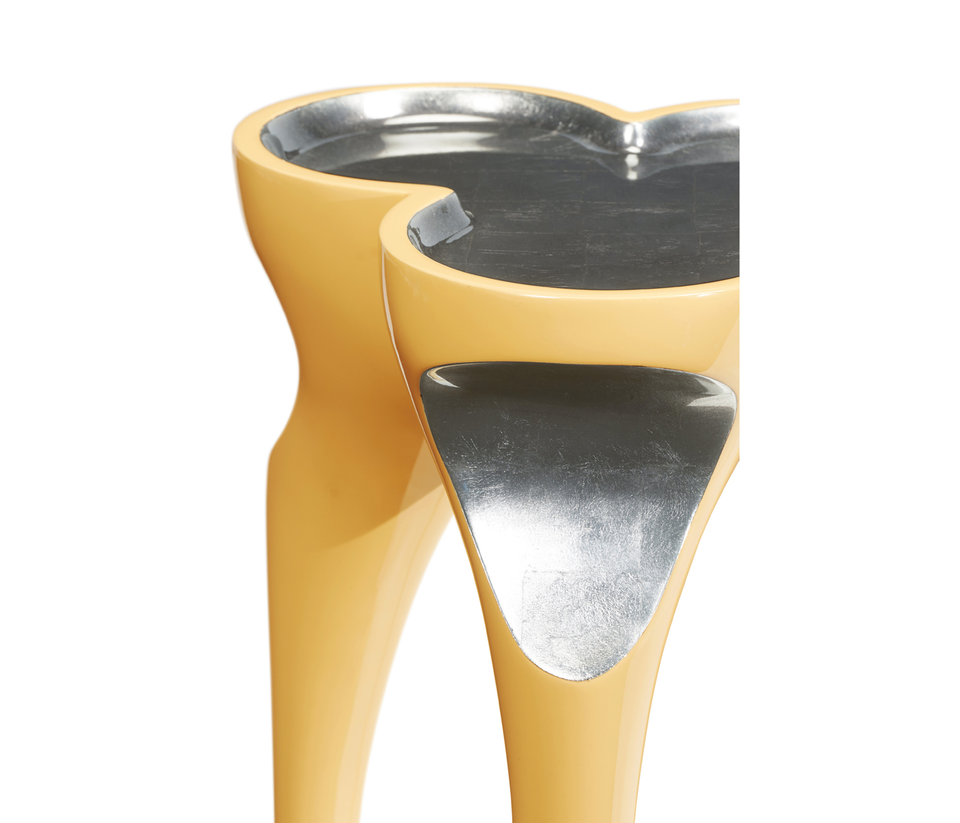 Trefoil Peking Yellow & Silver Cut-Out Occasional Table