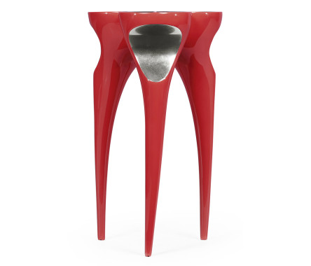 Trefoil Vermillion Red & Silver Cut-Out Occasional Table