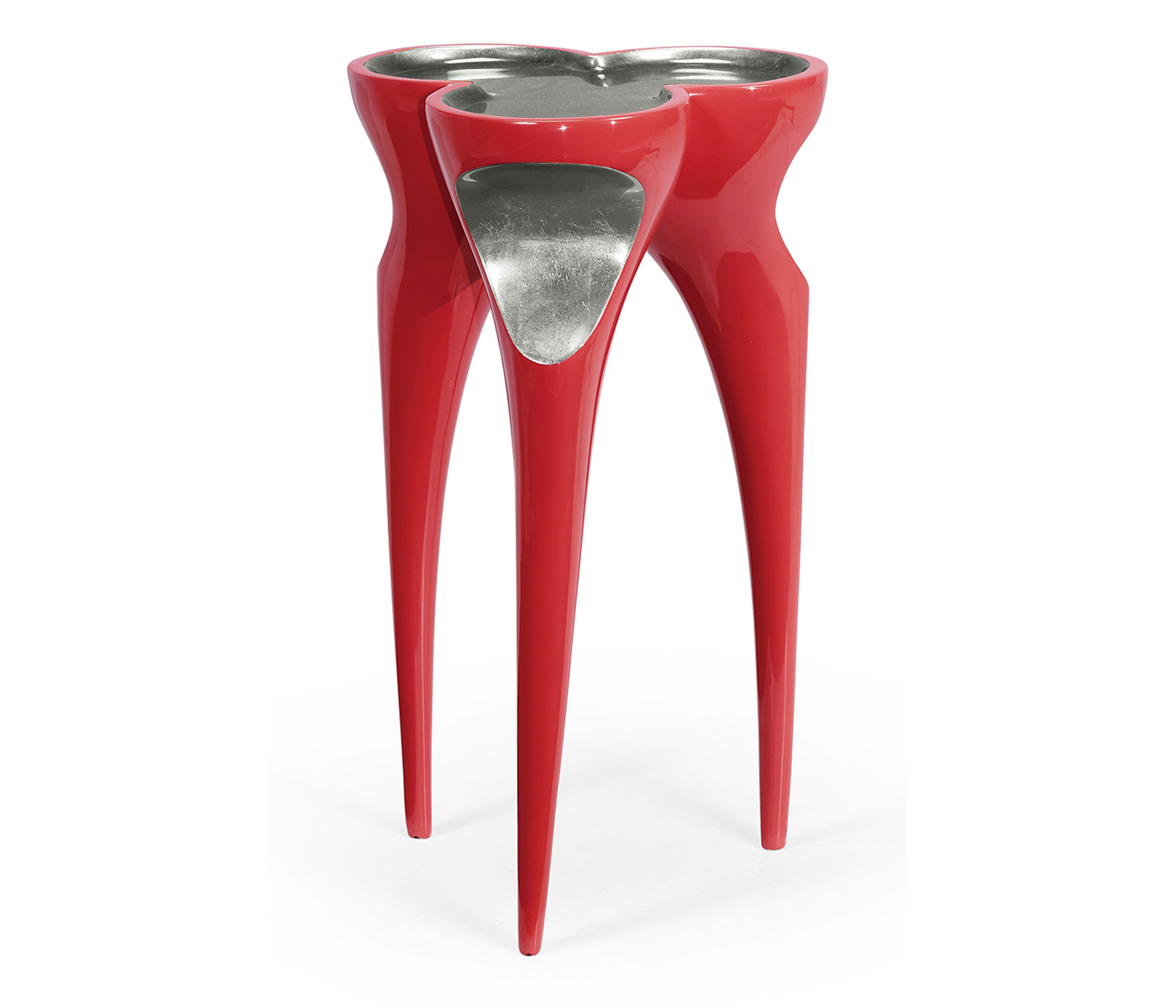 Trefoil Vermillion Red & Silver Cut-Out Occasional Table