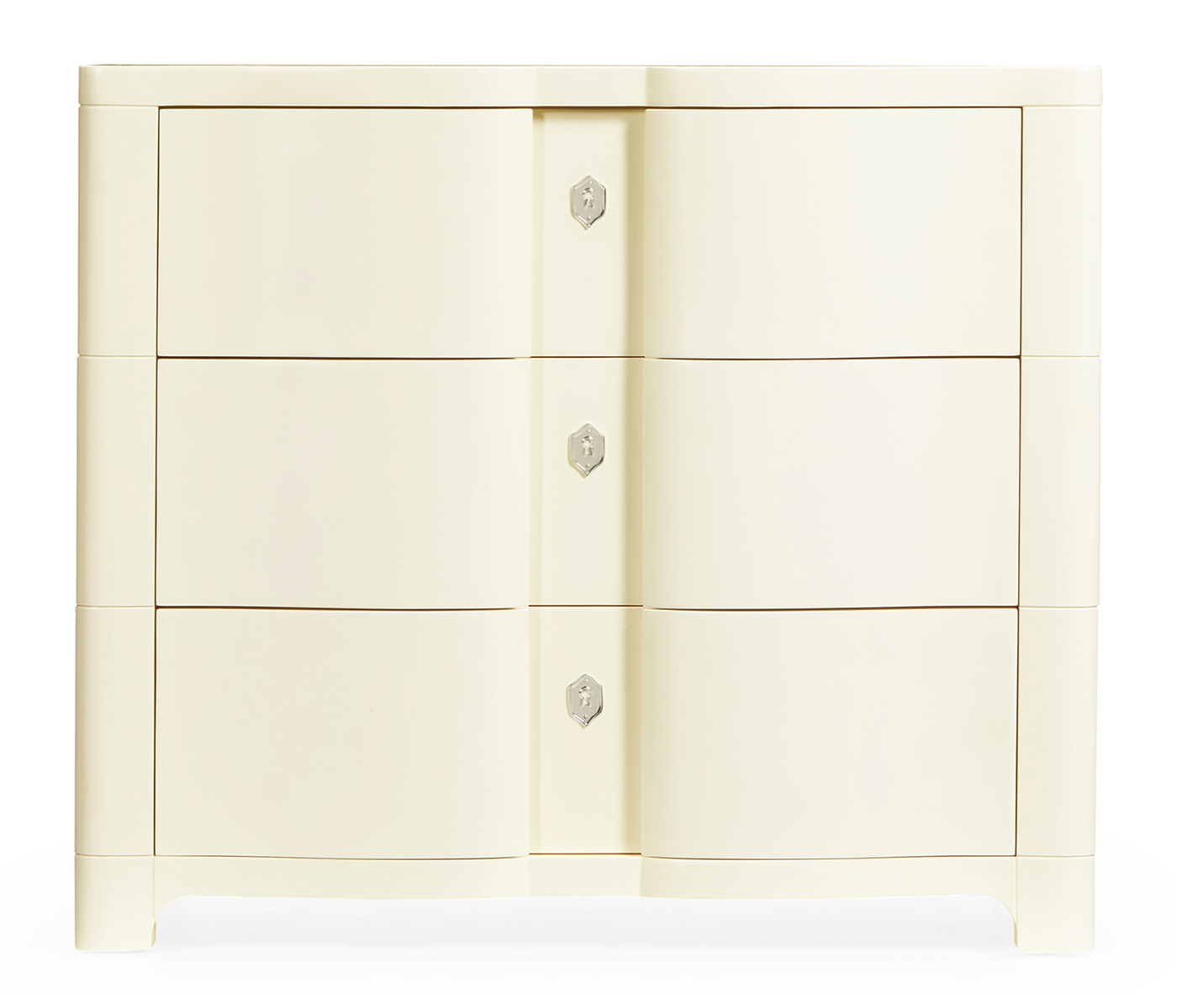 Bowfront Ivory Bedside Chest of Drawers