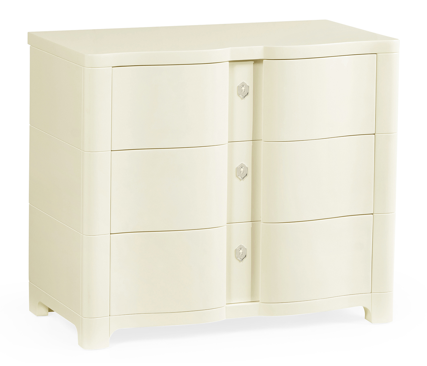 Bowfront Ivory Bedside Chest of Drawers