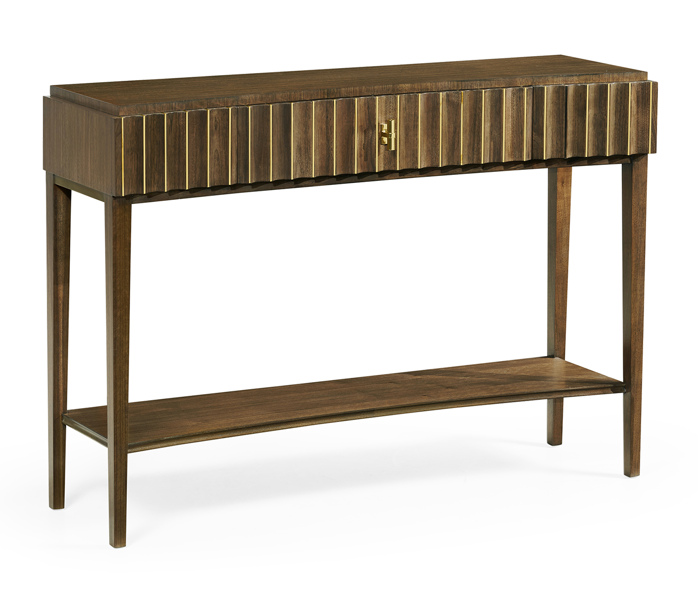 Bowed Autumn Walnut Reeded Console Table