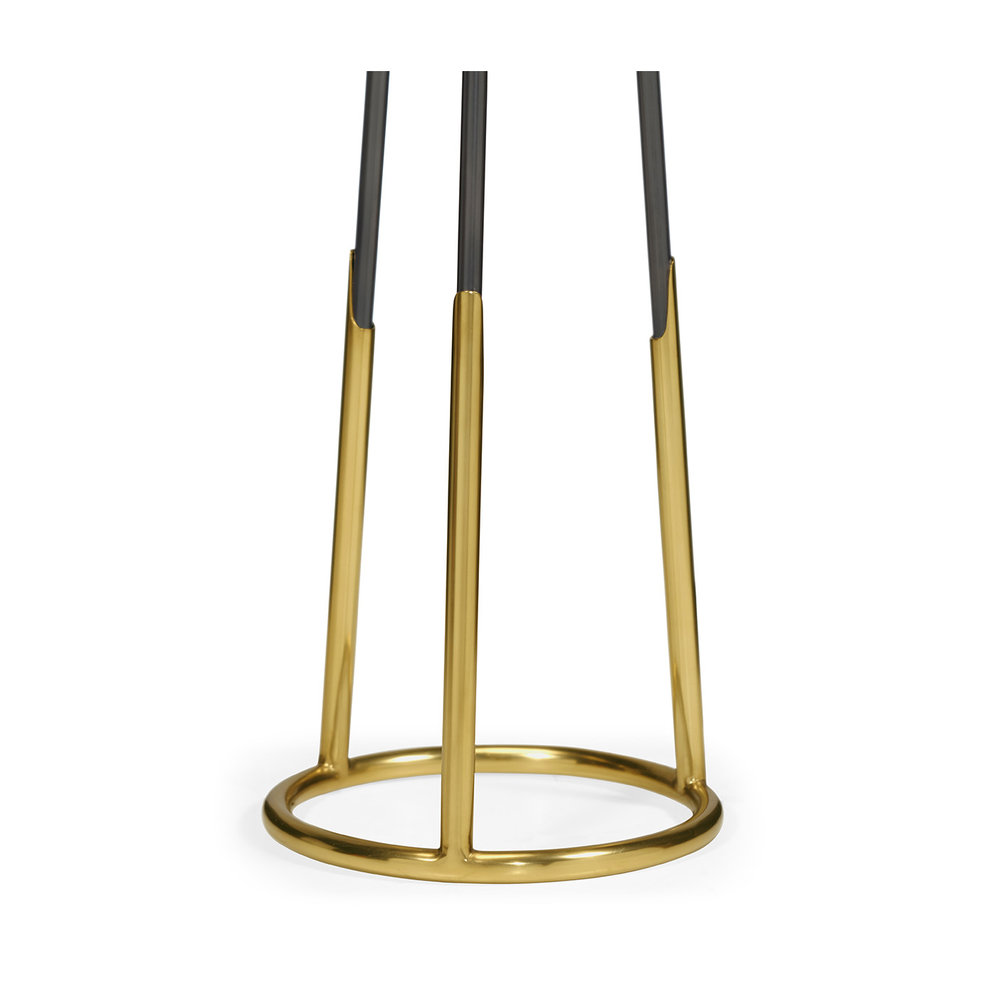 Contemporary Antique Satin Gold Brass & Black Stainless Steel Floor Lamp