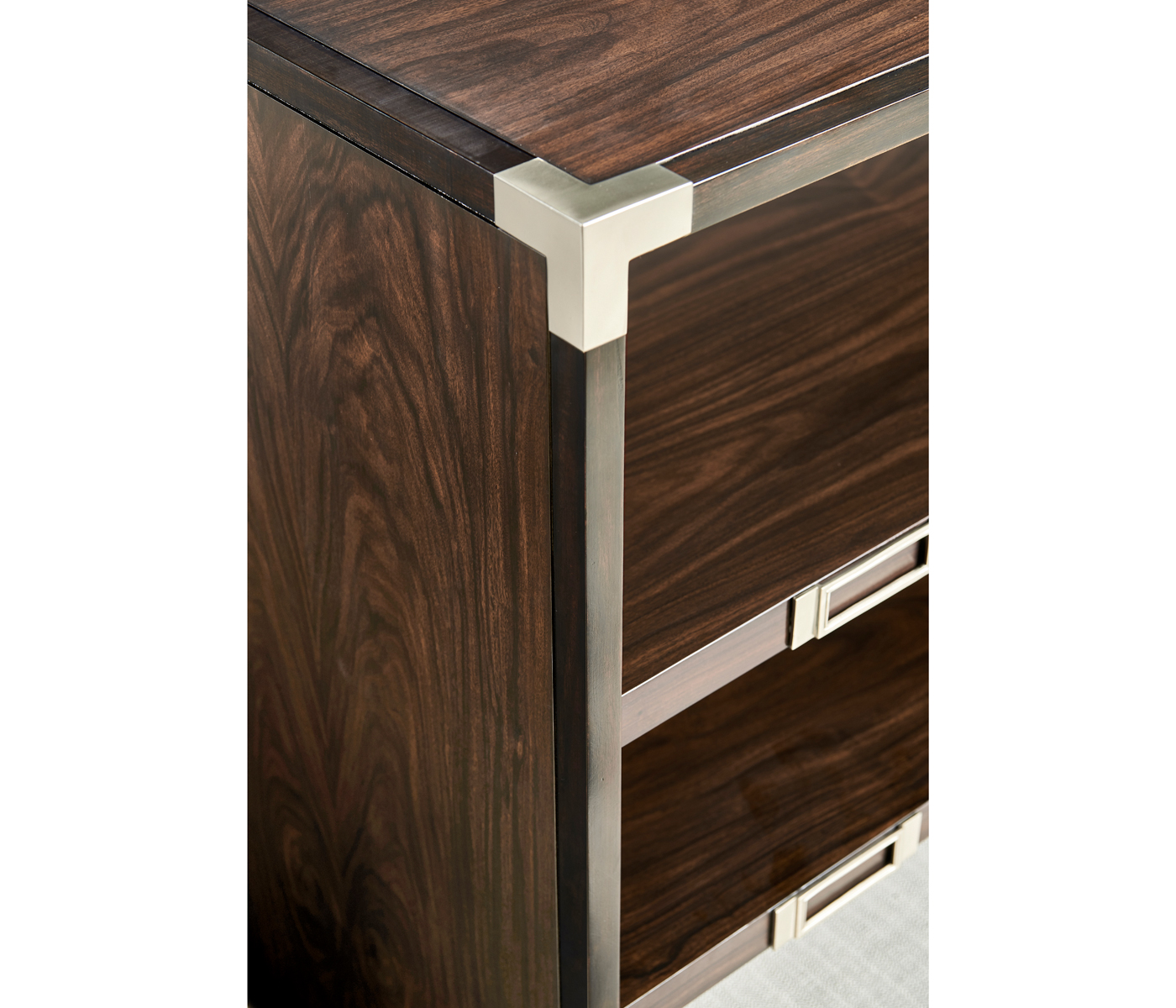 Campaign Style Dark Santos Rosewood Adjustable Storage Cabinet