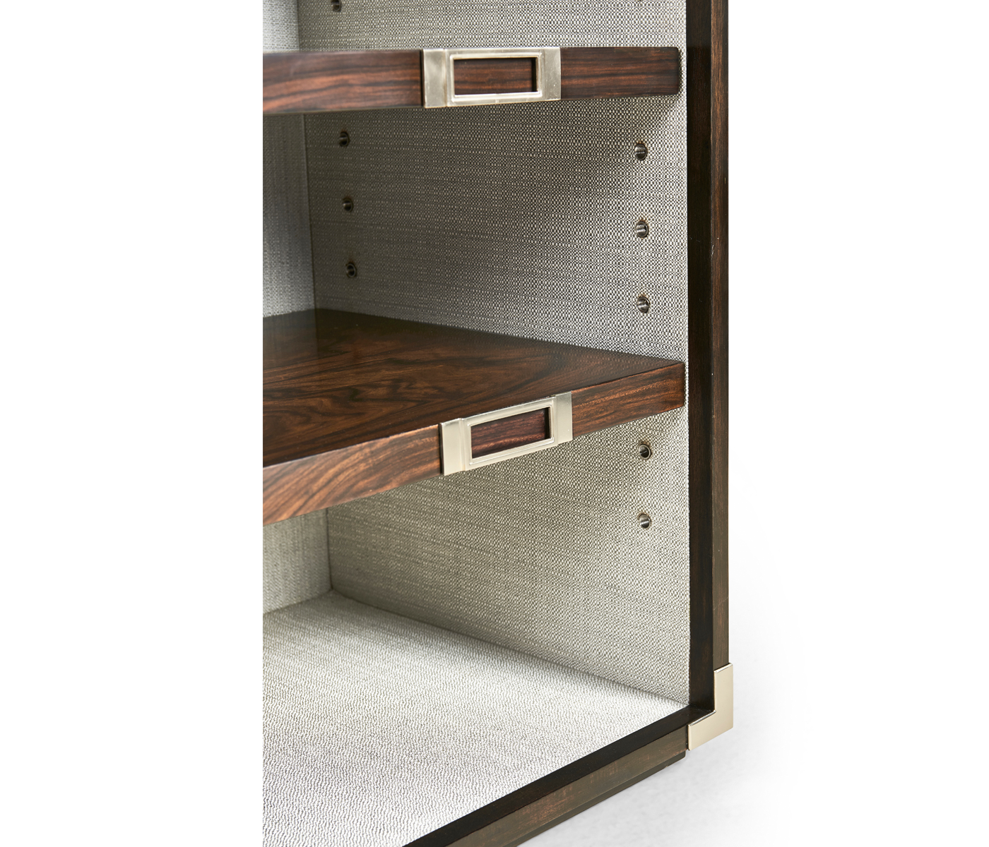 Campaign Style Dark Santos Rosewood Adjustable Storage Cabinet