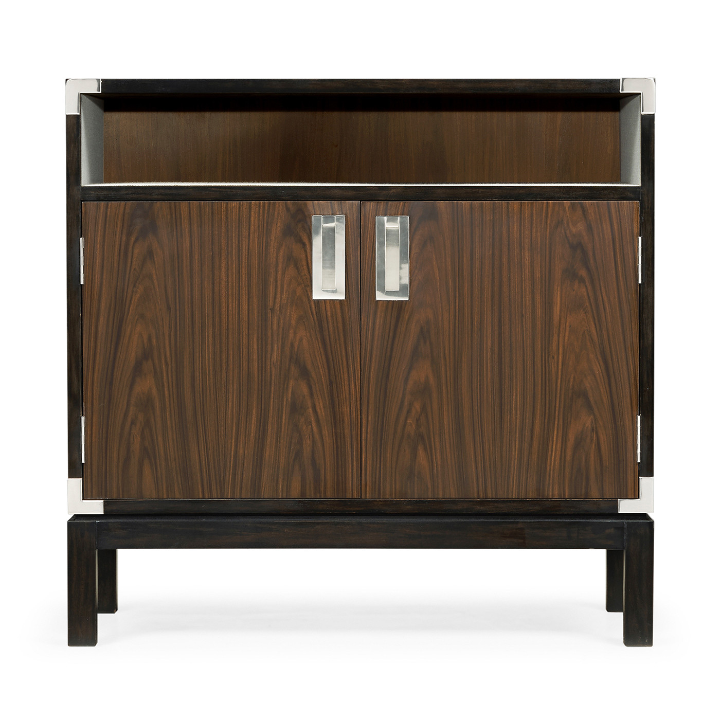 Campaign Style Dark Santos Rosewood Bedside Cabinet