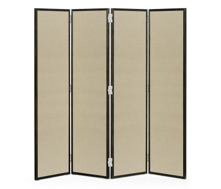 Campaign Style Dark Santos Rosewood Screen, Upholstered in MAZO